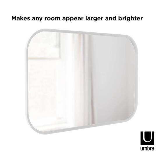 Umbra Hub Wandspiegel – Rechteckiger Spiegel für Diele, Badezimmer, Wohnzimmer und Mehr, Weiss, 61x91 cm