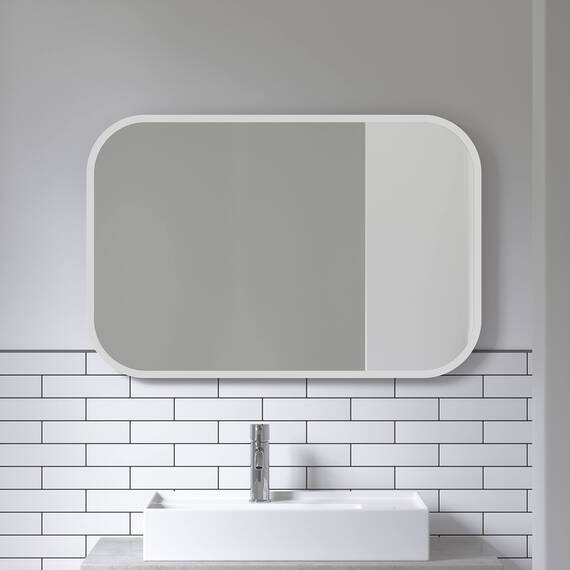 Umbra Hub Wandspiegel – Rechteckiger Spiegel für Diele, Badezimmer, Wohnzimmer und Mehr, Weiss, 61x91 cm