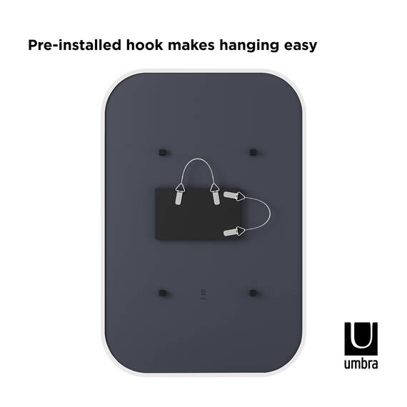 Umbra Hub Wandspiegel – Rechteckiger Spiegel für Diele, Badezimmer, Wohnzimmer und Mehr, Weiss, 61x91 cm