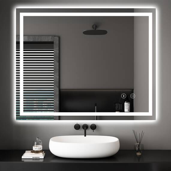 Dripex Badspiegel mit Beleuchtung Led Spiegel mit Touch-Schalter, Dimmbar, 3 Lichtfarbe Einstellbare Badezimmerspiegel mit Beleuchtung, Beschlagfrei 80 x 100 cm