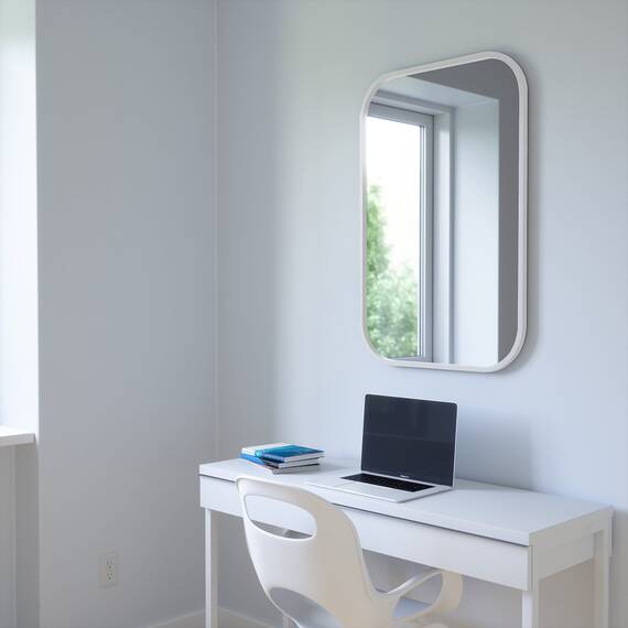 Umbra Hub Wandspiegel – Rechteckiger Spiegel für Diele, Badezimmer, Wohnzimmer und Mehr, Weiss, 61x91 cm