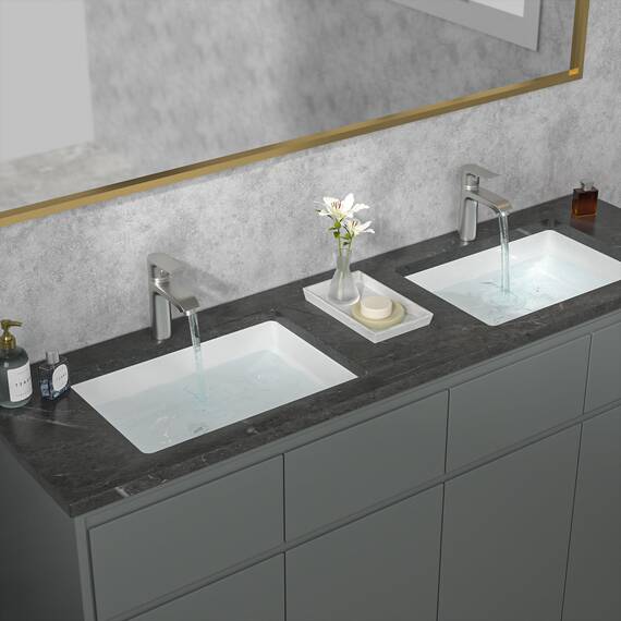 Sarlai Unterbau-Waschbecken – 52,1 x 36,8 cm rechteckiges weißes Keramikgefäß-Waschbecken mit Überlauf, modernes Waschtisch-Kunstbecken, Innenschüsselgröße 46,5 x 31,2 cm
