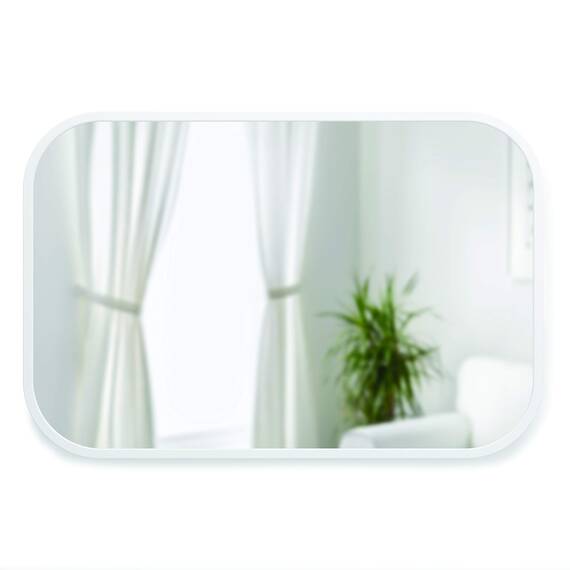 Umbra Hub Wandspiegel – Rechteckiger Spiegel für Diele, Badezimmer, Wohnzimmer und Mehr, Weiss, 61x91 cm