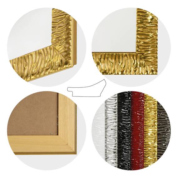 GaviaStore - Julie Gold 70x50 cm - Moderner Wandspiegel (18 Größen und Farben) groß Gross Wohnzimmer modern Wand Schlafzimmer Bad Eingang Spiegel