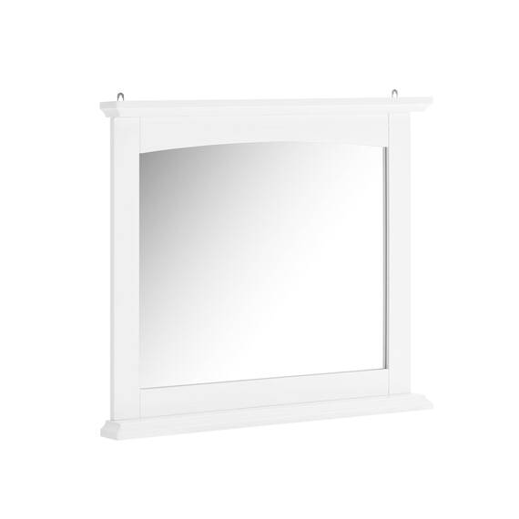 SoBuy Badezimmerspiegel Hängeschrank Spiegelschrank Bad Weiß – Wandspiegel mit Ablage aus E1 MDF & Glas, Badschrank Hängend für Badezimmer 60x6x53,5cm BZR212-W