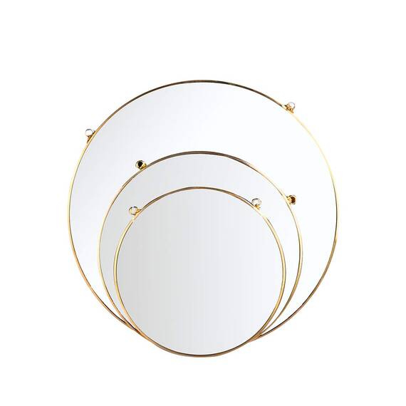 LONGWIN Wandspiegel zum Aufhängen, geometrischer Spiegel, goldfarben, mit Kette, für Badezimmer, Schlafzimmer, Wohnzimmer, 39,9 cm