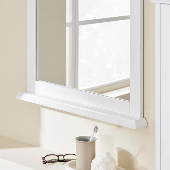 SoBuy Badezimmerspiegel Hängeschrank Spiegelschrank Bad Weiß – Wandspiegel mit Ablage aus E1 MDF & Glas, Badschrank Hängend für Badezimmer 60x6x53,5cm BZR212-W
