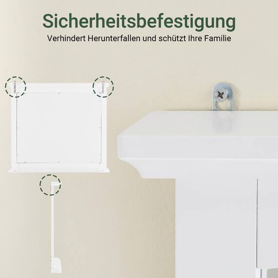 SoBuy Badezimmerspiegel Hängeschrank Spiegelschrank Bad Weiß – Wandspiegel mit Ablage aus E1 MDF & Glas, Badschrank Hängend für Badezimmer 60x6x53,5cm BZR212-W
