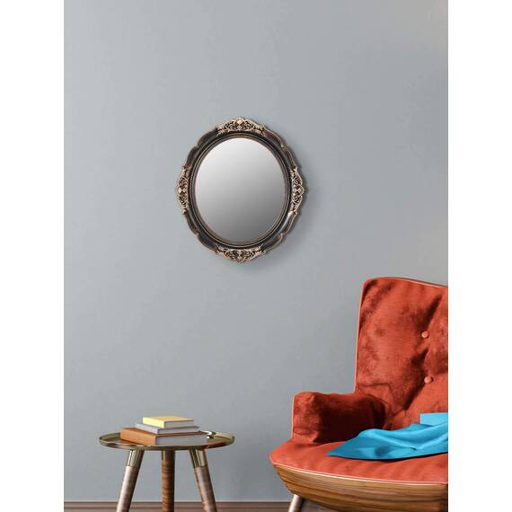 OMIRO Dekorativer Wandspiegel, Vintage-Hängespiegel für Schlafzimmer, Oval, Antique Braun