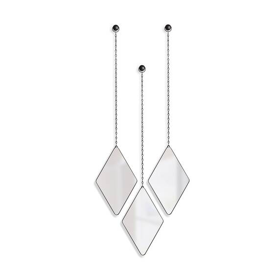 Umbra Dima 3-teiliger Wandspiegel und Wanddekoration, Metall, Schwarz, Rautenförmig