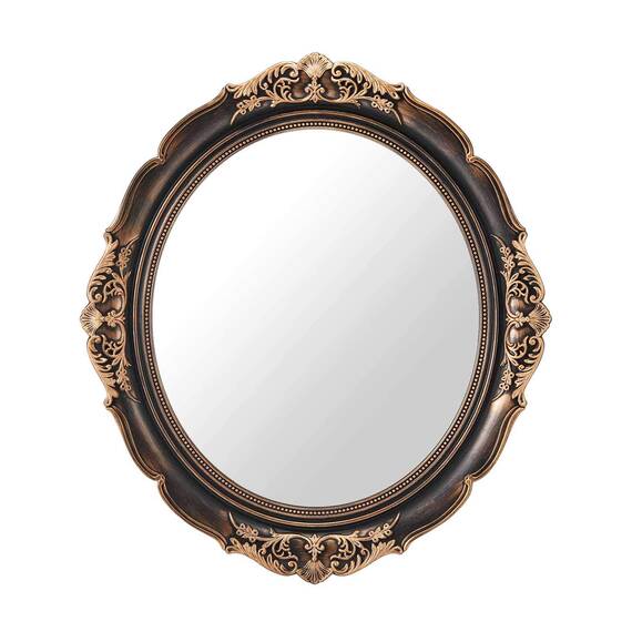 OMIRO Dekorativer Wandspiegel, Vintage-Hängespiegel für Schlafzimmer, Oval, Antique Braun