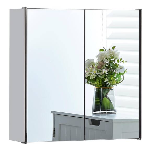 Vida Designs Tiano Badezimmer-Spiegelschrank, 2 Türen, Wandmontage, Edelstahl, moderner Aufbewahrungsschrank, Modern