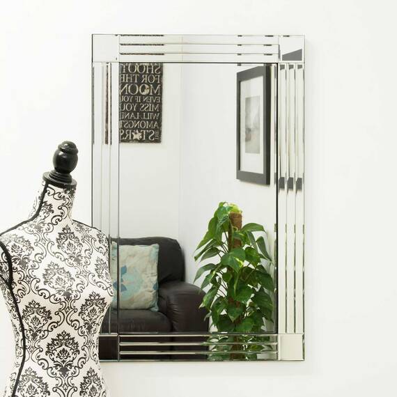 MirrorOutlet Silber Triple abgeschrägten Venezianischer Wandspiegel 3 Ft X 2 Ft (91 x 61 cm)
