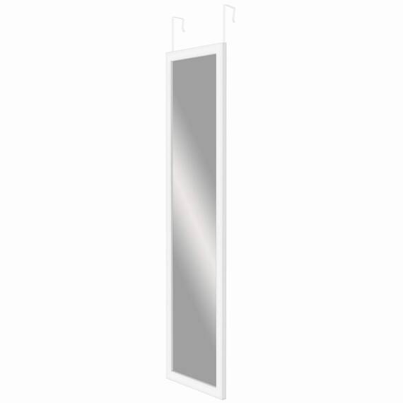 Americanflat 38x130 cm Türspiegel zum Einhängen - Ganzkörperspiegel - Große Spiegelfläche - Bruchsicheres Glas mit Metallbügel zum Aufhängen Badezimmer, Schlafzimmer - MDF-Rahmen Weiß