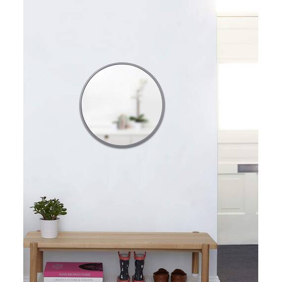 Umbra Hub Wandspiegel – Runder Spiegel für Diele, Badezimmer, Wohnzimmer und Mehr, Grau, 61 cm Durchmesser