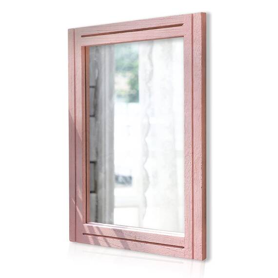 AAZZKANG Rechteckiger Spiegel mit Holzrahmen, 66 x 45,7 cm, ruktisches Bauernhaus, Badezimmer, Wohnzimmer, Schlafzimmer, Kosmetikspiegel