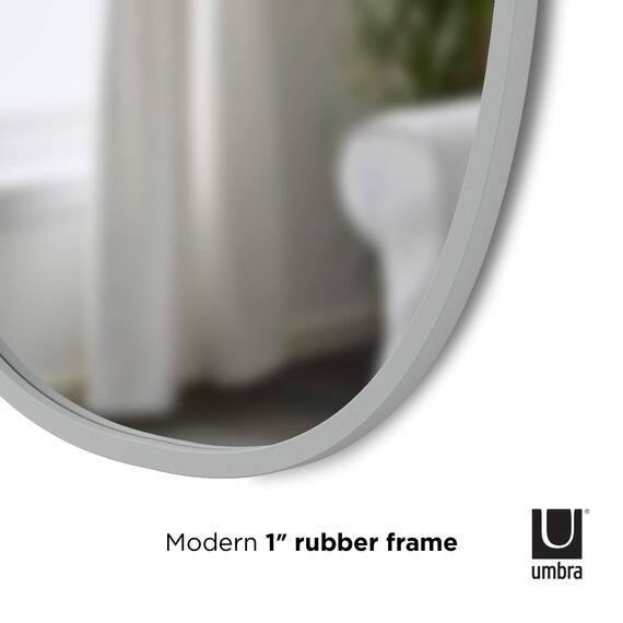 Umbra Hub Wandspiegel – Ovaler Spiegel für Diele, Badezimmer, Wohnzimmer und Mehr, Grau, 61x91 cm