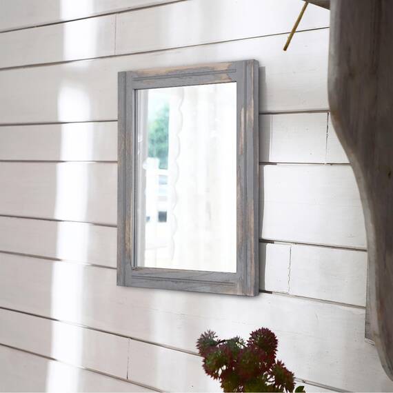 AAZZKANG Holzrahmenspiegel für Wand Rustikale Retro Hängespiegel Rechteck Dekorative Bauernhaus Schlafzimmer Badezimmer Wandspiegel Wohnkultur