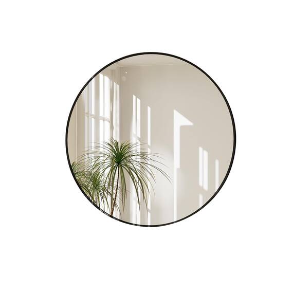 Beauty4U 40,6 cm Wandspiegel für Badezimmer, kleiner schwarzer runder Spiegel für Wand, 40,6 cm langer runder Spiegel für Wohnzimmer, Waschtisch, Schlafzimmer