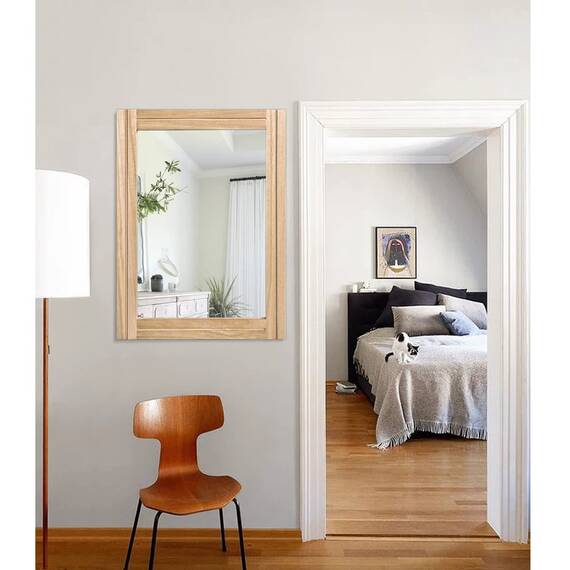AAZZKANG Rustikale Spiegel für Wand 65 x45 cm rechteckiger Holzrahmen, Spiegel, Bauernhaus, Schlafzimmer, Badezimmer, dekorativer Spiegel