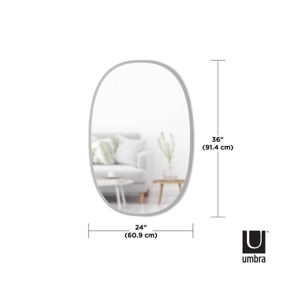 Umbra Hub Wandspiegel – Ovaler Spiegel für Diele, Badezimmer, Wohnzimmer und Mehr, Grau, 61x91 cm