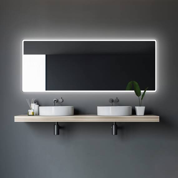 TALOS Moon LED Badspiegel 180x70 cm - Badezimmerspiegel mit Beleuchtung - feuchtwassergeeignet durch Aluminiumrahmen - Licht-Farbe Neutralweiß