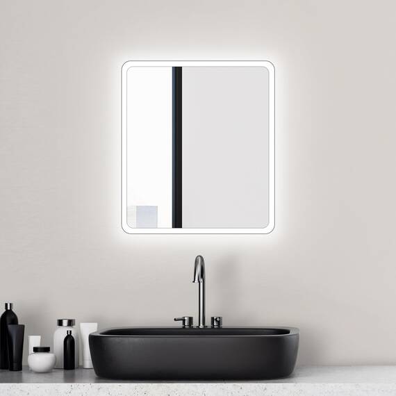 Talos Moon Badspiegel mit Beleuchtung 40x45 cm Badezimmerspiegel mit LED Beleuchtung Spiegel mit Licht Lichtfarbe Neutralweiß umlaufender Aluminiumrahmen