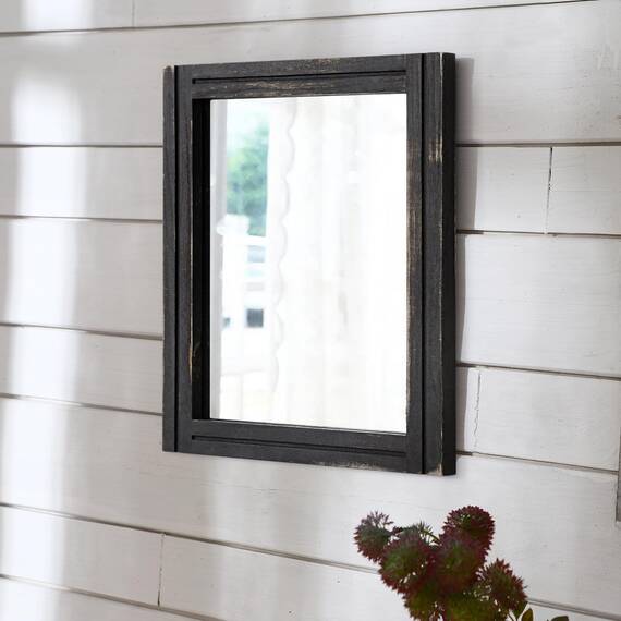 AAZZKANG Wandmontierter Spiegel, klein, rechteckig, Retro-Spiegel mit Holzrahmen, für Schlafzimmer, Wohnzimmer, Badezimmer, Eingangsbereich, groß, 50,8 x 40,6 cm