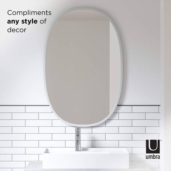 Umbra Hub Wandspiegel – Ovaler Spiegel für Diele, Badezimmer, Wohnzimmer und Mehr, Grau, 61x91 cm