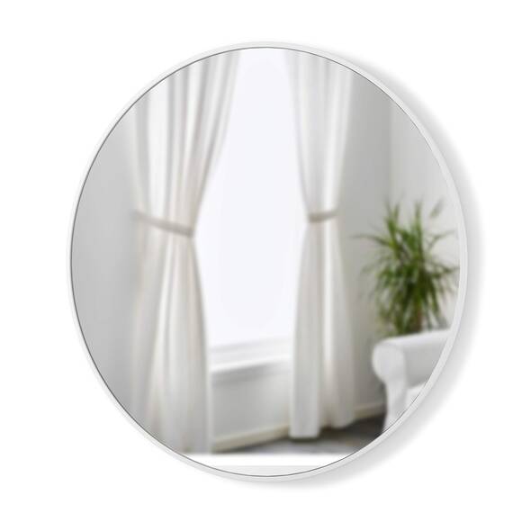 Umbra Hub Wandspiegel – Runder Spiegel für Diele, Badezimmer, Wohnzimmer und Mehr, Weiss, 94 cm Durchmesser