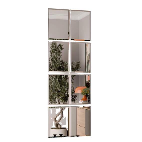 BD ART Dekorative Wandspiegel mit Facettenschliff 8 Stück 21x30 cm Facettierte Klebespiegel – Selbstklebende Spiegelfliesen ohne Bohren – Ganzkörperspiegel für Tür & Schrank