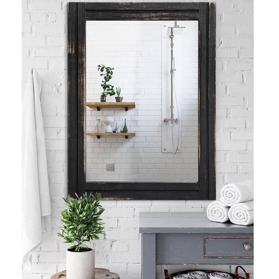 AAZZKANG Wandmontierter Spiegel, klein, rechteckig, Retro-Spiegel mit Holzrahmen, für Schlafzimmer, Wohnzimmer, Badezimmer, Eingangsbereich, groß, 71,1 x 50,8 cm