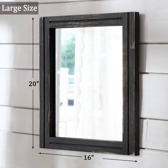AAZZKANG Wandmontierter Spiegel, klein, rechteckig, Retro-Spiegel mit Holzrahmen, für Schlafzimmer, Wohnzimmer, Badezimmer, Eingangsbereich, groß, 50,8 x 40,6 cm