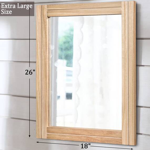 AAZZKANG Rustikale Spiegel für Wand 65 x45 cm rechteckiger Holzrahmen, Spiegel, Bauernhaus, Schlafzimmer, Badezimmer, dekorativer Spiegel