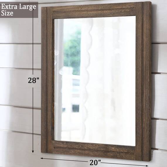 AAZZKANG Rustikaler großer Holzspiegel,rechteckig,dekorativer Wandspiegel,70 x 50 cm mit Rahmen,Schlafzimmer,Wohnzimmer,Badezimmer,Bauernhausspiegel