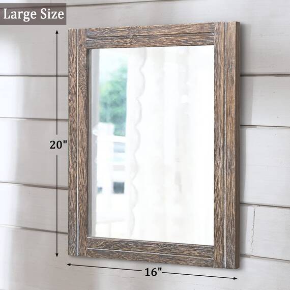 AAZZKANG Spiegel mit Holzrahmen, rechteckig, rustikaler Wandspiegel, Dekoration für Schlafzimmer, Badezimmer, Wohnzimmer, Eingangsbereich, 50,8 x 40,6 cm