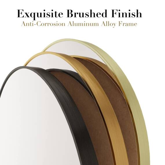 Beauty4U 40,6 cm Wandspiegel für Badezimmer, kleiner schwarzer runder Spiegel für Wand, 40,6 cm langer runder Spiegel für Wohnzimmer, Waschtisch, Schlafzimmer