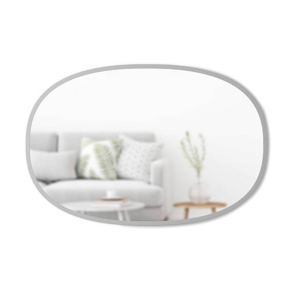 Umbra Hub Wandspiegel – Ovaler Spiegel für Diele, Badezimmer, Wohnzimmer und Mehr, Grau, 61x91 cm