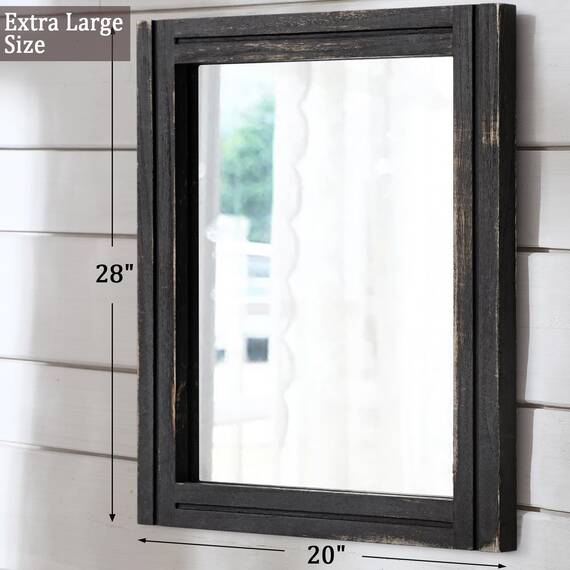 AAZZKANG Wandmontierter Spiegel, klein, rechteckig, Retro-Spiegel mit Holzrahmen, für Schlafzimmer, Wohnzimmer, Badezimmer, Eingangsbereich, groß, 71,1 x 50,8 cm