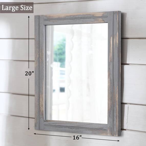 AAZZKANG Holzgerahmter Spiegel 50x40cm Rustikaler Bauernhaus Wandspiegel Rechteckig Dekorativer Spiegel für Badezimmer Wohnzimmer Schlafzimmer