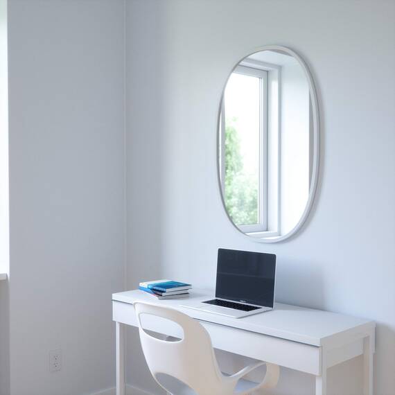 Umbra Hub Wandspiegel – Ovaler Spiegel für Diele, Badezimmer, Wohnzimmer und Mehr, Grau, 61x91 cm