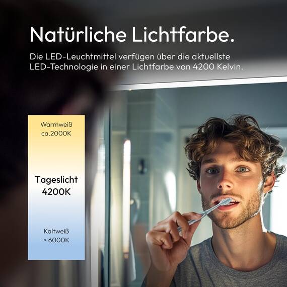 Talos Moon Badspiegel mit Beleuchtung 160x70 cm Badezimmerspiegel mit LED Beleuchtung Spiegel mit Licht Lichtfarbe Neutralweiß umlaufender Aluminiumrahmen