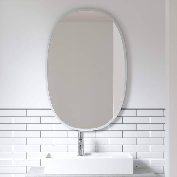 Umbra Hub Wandspiegel – Ovaler Spiegel für Diele, Badezimmer, Wohnzimmer und Mehr, Grau, 61x91 cm
