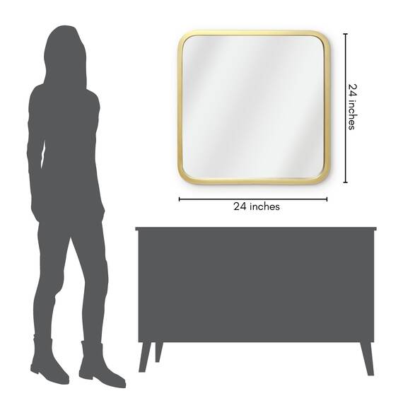Americanflat 61 cm Quadratischer Spiegel mit Goldenem Rahmen & Abgerundeten Ecken - Moderner Wandspiegel Groß für Badezimmer, Schlafzimmer & Wohnzimmer - Quadratischer Wandspiegel zur Wanddekoration