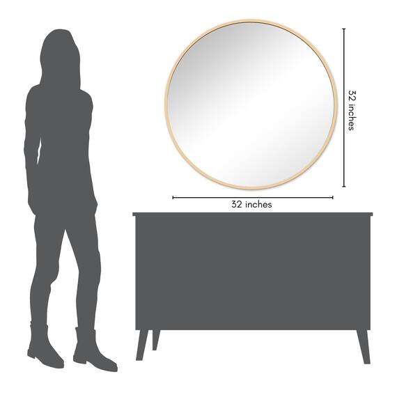 Americanflat 81 cm Gerahmter Gold Runder Spiegel für Badezimmer, Schlafzimmer, Eingangsbereich, Wohnzimmer - Großer Kreis für Wanddekoration