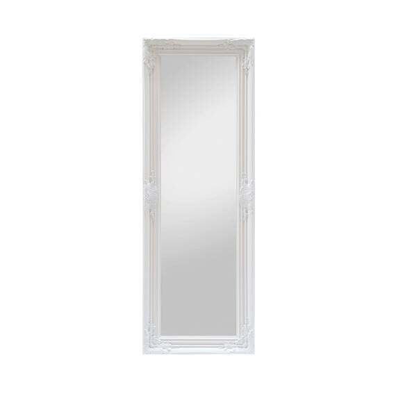 Rococo by Casa Chic - Weißer Shabby Chic Spiegel zum Hinstellen oder Aufhängen - Handgefertigt - Barock - Groß - 130x45 cm - Antik Weiß - Facettenschliff