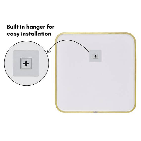 Americanflat 61 cm Quadratischer Spiegel mit Goldenem Rahmen & Abgerundeten Ecken - Moderner Wandspiegel Groß für Badezimmer, Schlafzimmer & Wohnzimmer - Quadratischer Wandspiegel zur Wanddekoration