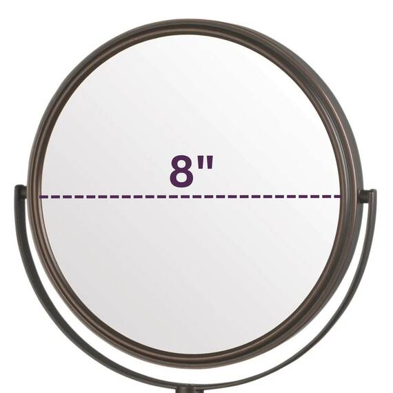 Jerdon Zweiseitiger Make-up-Spiegel zur Wandmontage, Make-up-Spiegel mit 5-facher Vergrößerung und Wandhalterung, 20,3 cm Durchmesser, Wandhalterung, Modell JP7506BZ
