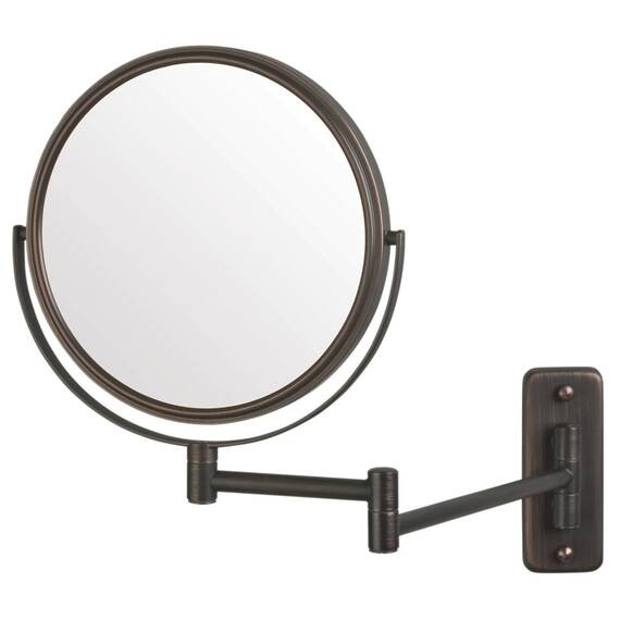 Jerdon Zweiseitiger Make-up-Spiegel zur Wandmontage, Make-up-Spiegel mit 5-facher Vergrößerung und Wandhalterung, 20,3 cm Durchmesser, Wandhalterung, Modell JP7506BZ