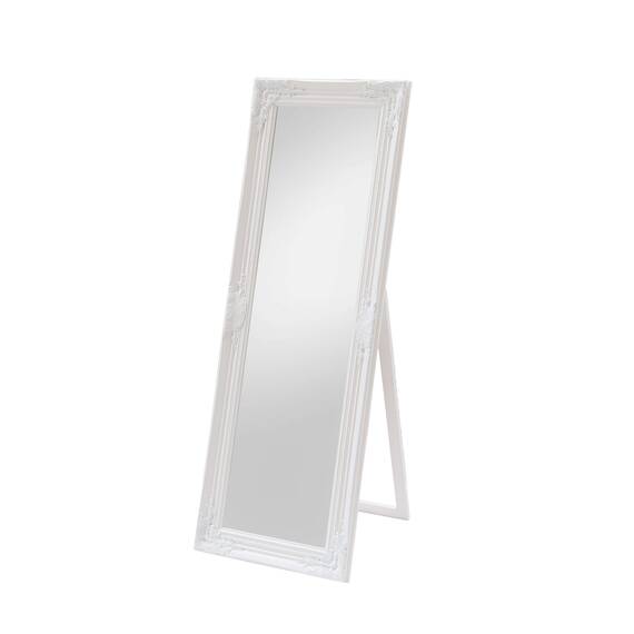 Rococo by Casa Chic - Weißer Shabby Chic Spiegel zum Hinstellen oder Aufhängen - Handgefertigt - Barock - Groß - 130x45 cm - Antik Weiß - Facettenschliff